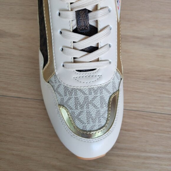 ❤️MK WILMA Women's Trainer Sneaker 9 Monogram Gold Brown Casual Lifestyle Shoes - Picture 10 of 11